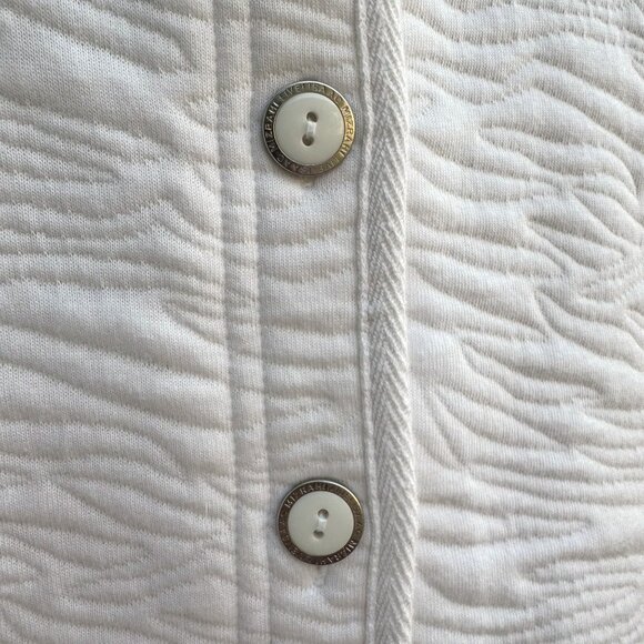 Isaac Mizrahi Live White Animal Texture Quilted Jacket Pockets Button-Up Front L - Picture 10 of 12